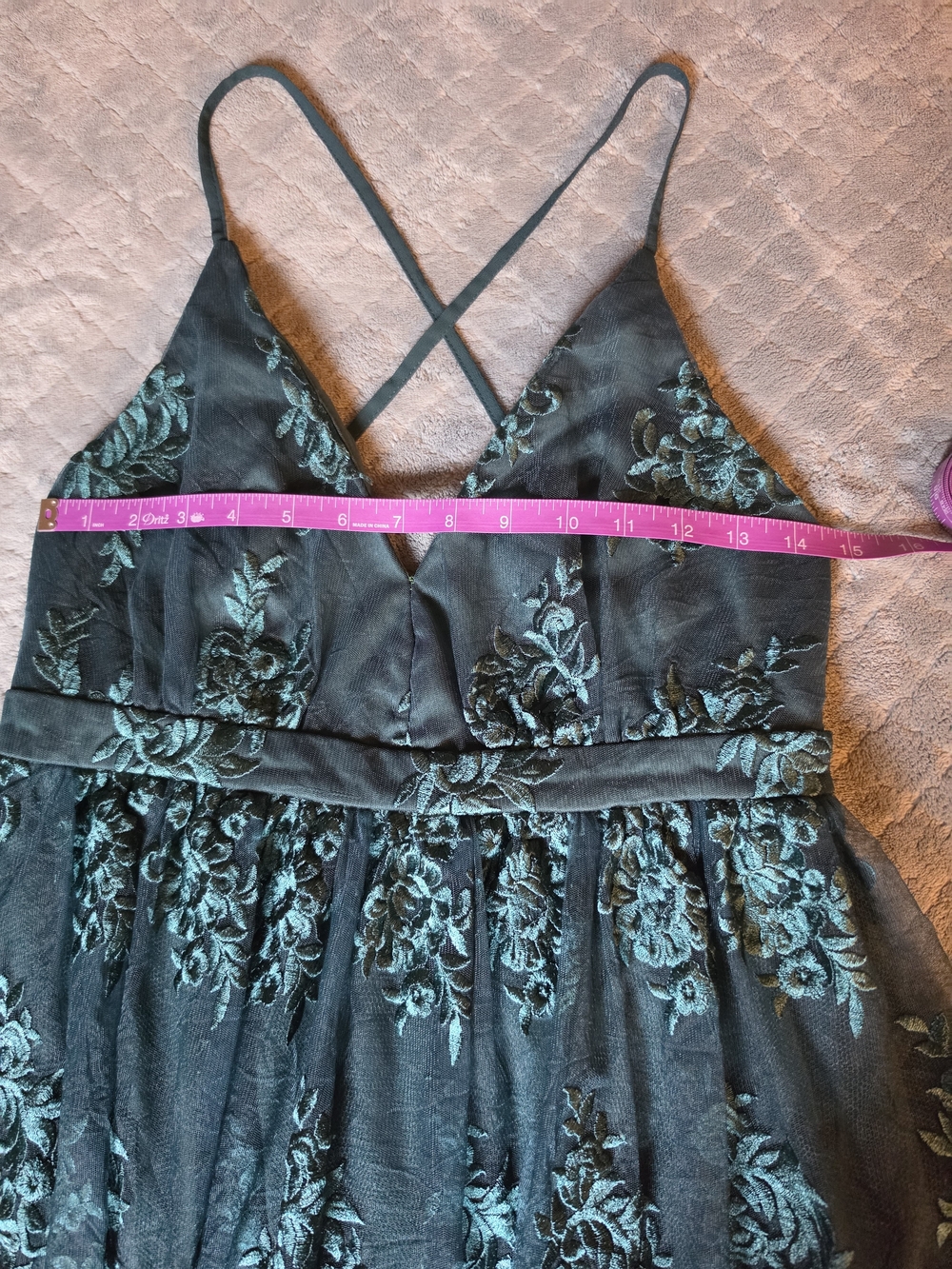 Lulus Emerald Green Lace Backless Skater Dress M - Holiday Party Cocktail - Picture 12 of 16